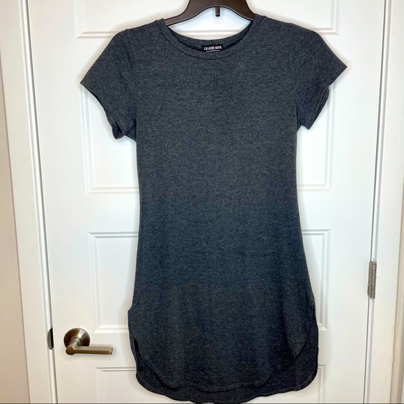Sexy Side Split Charcoal Grey Tunic Dress- Size Large - Picture 5 of 9